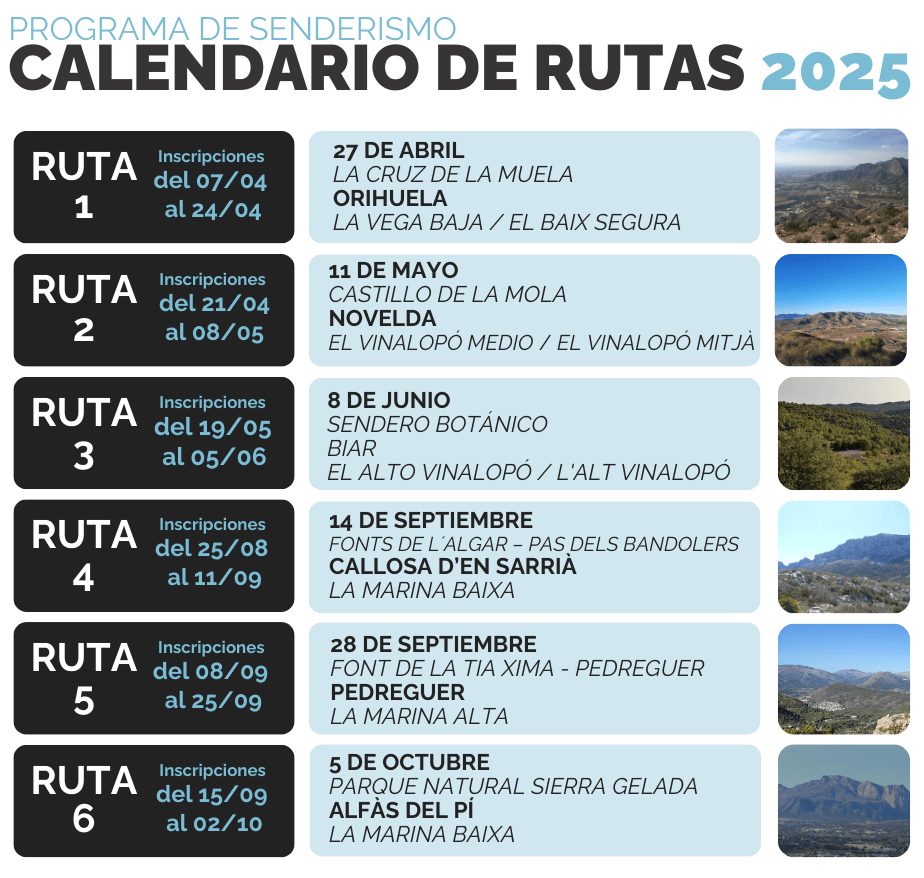Rutas senderistas provincia Alicante